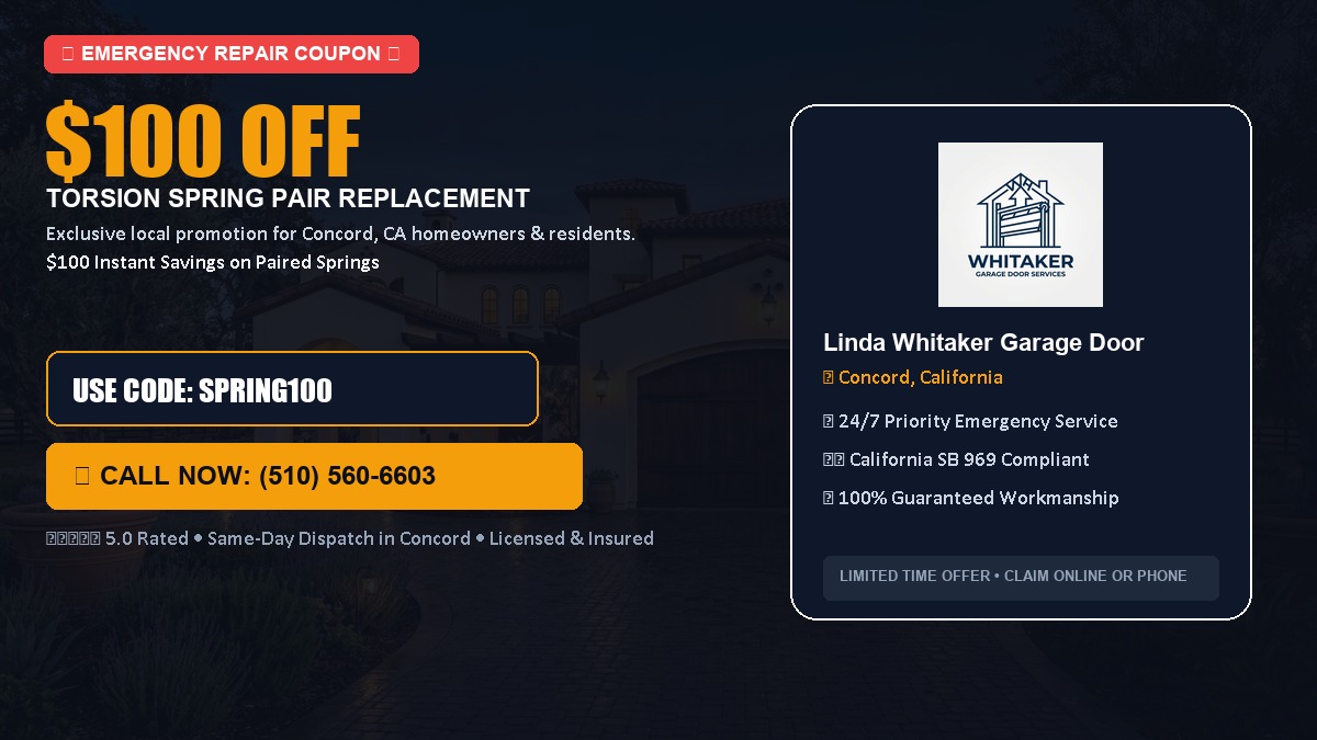 $100 OFF Heavy-Duty Torsion Spring Pair Replacement in Concord, CA